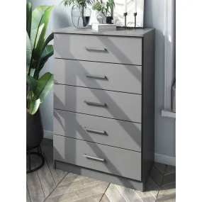 100% Solid Wood Metro 5-Drawer Chest By Palace Imports - Gray