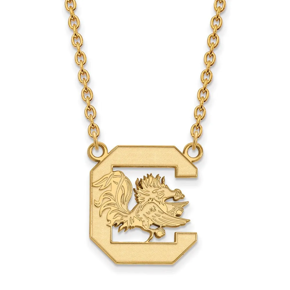 10k Yellow Gold South Carolina Large Gamecock Pendant Necklace