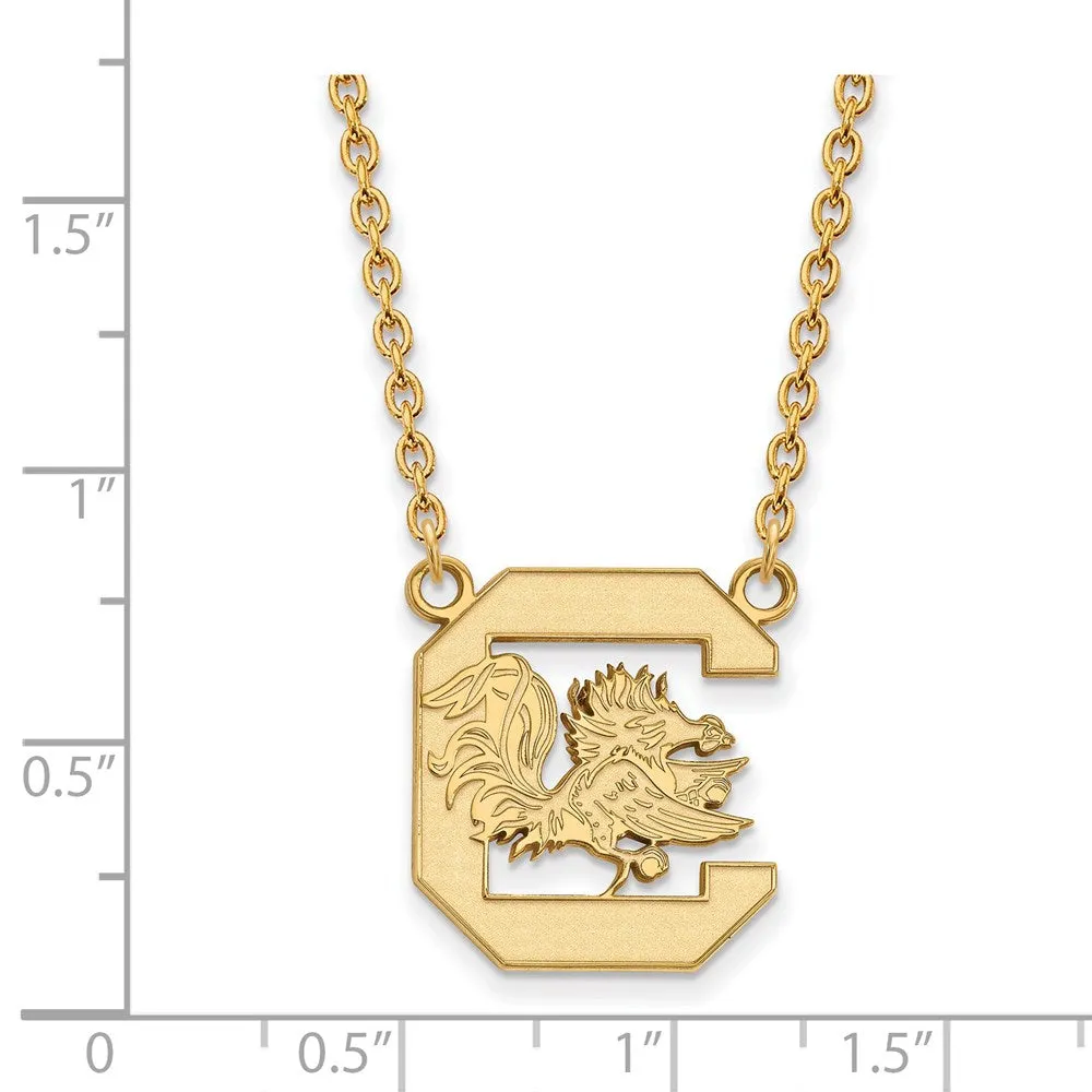 10k Yellow Gold South Carolina Large Gamecock Pendant Necklace