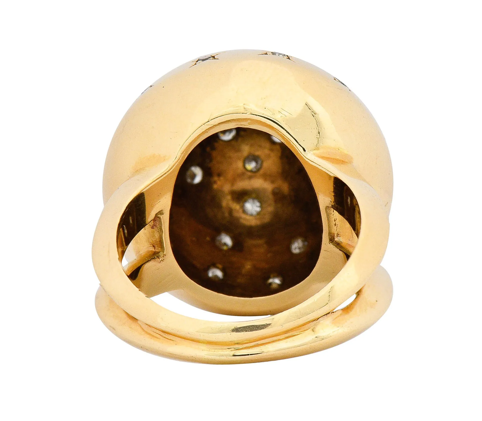 1940's Retro 0.75 CTW Diamond 14 Karat Gold Dome Ring