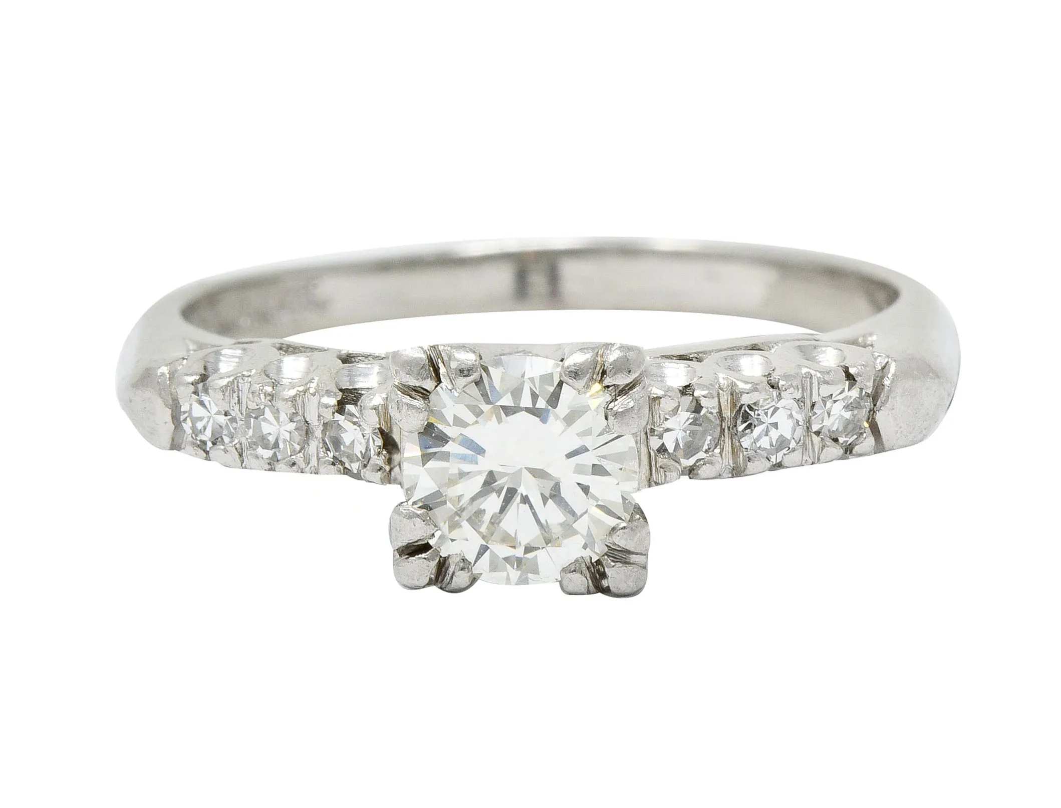 1940's Retro 0.78 CTW Diamond Platinum Fishtail Engagement Ring