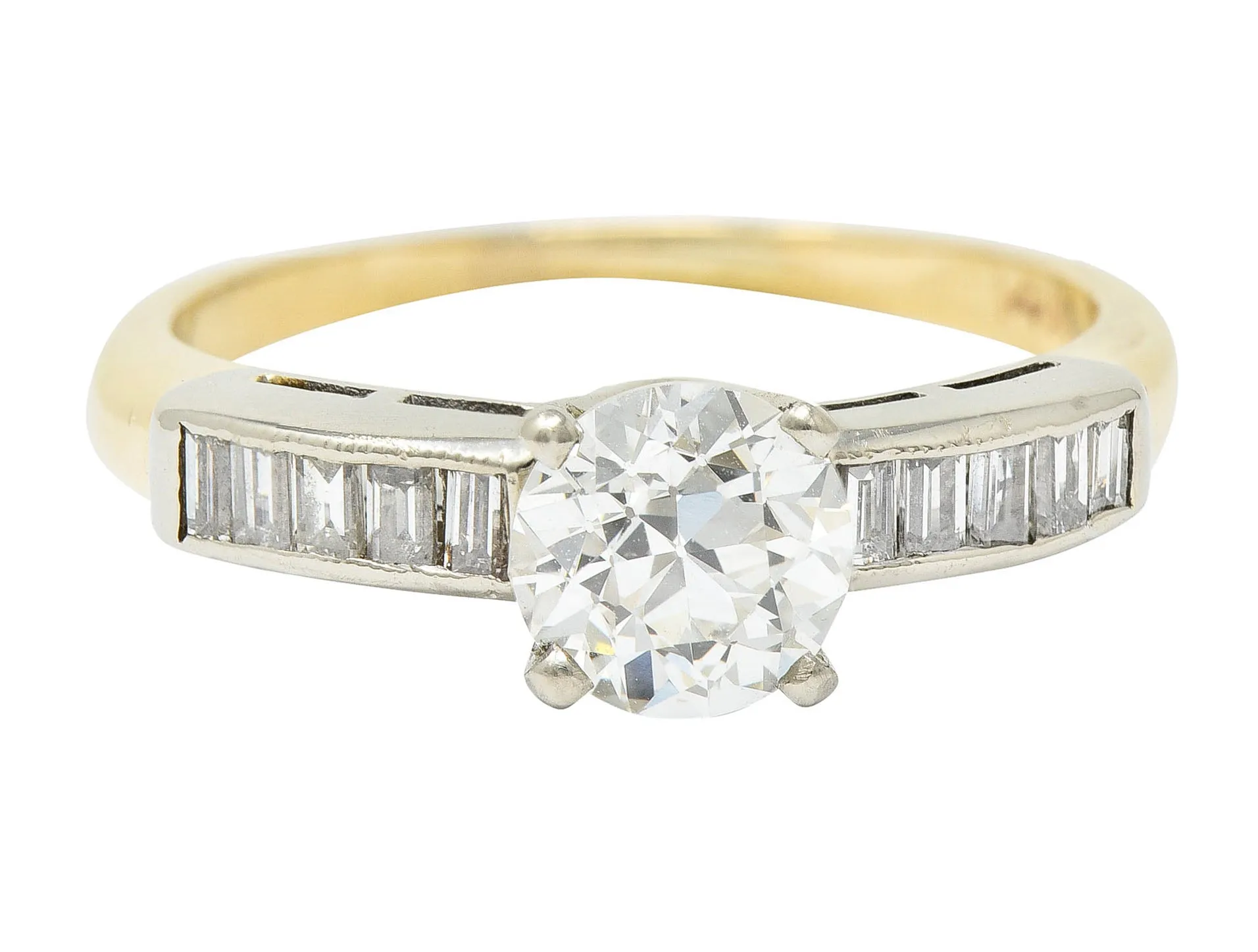 1940's Retro 1.29 CTW Diamond 14 Karat Two-Tone Engagement Ring GIA