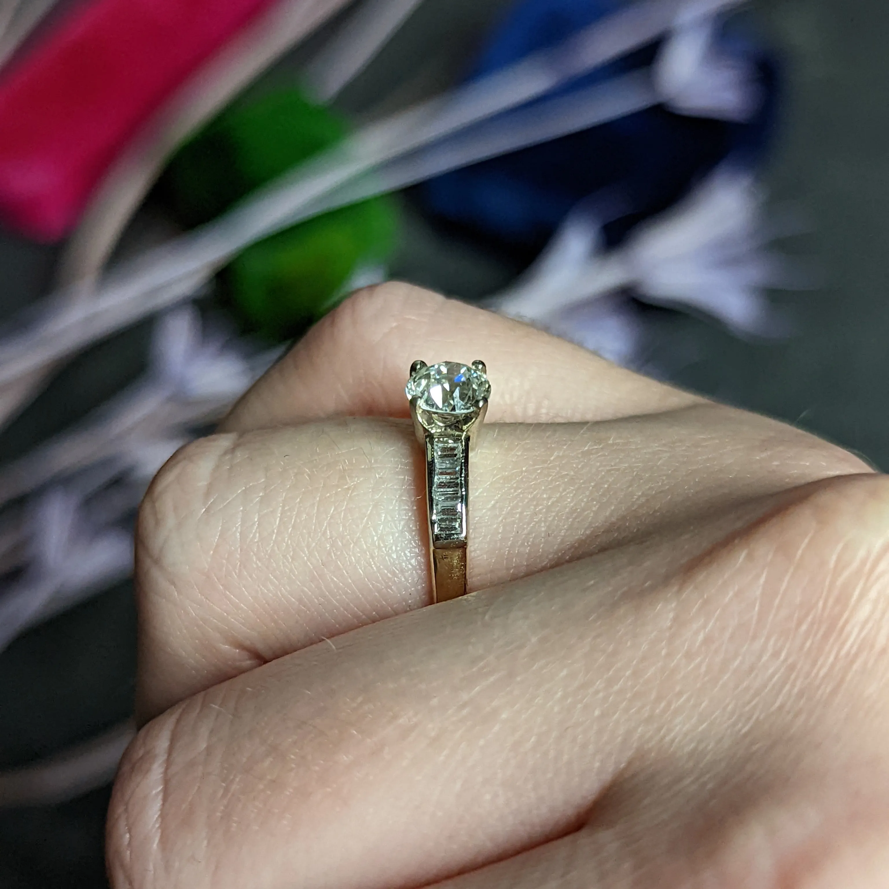 1940's Retro 1.29 CTW Diamond 14 Karat Two-Tone Engagement Ring GIA