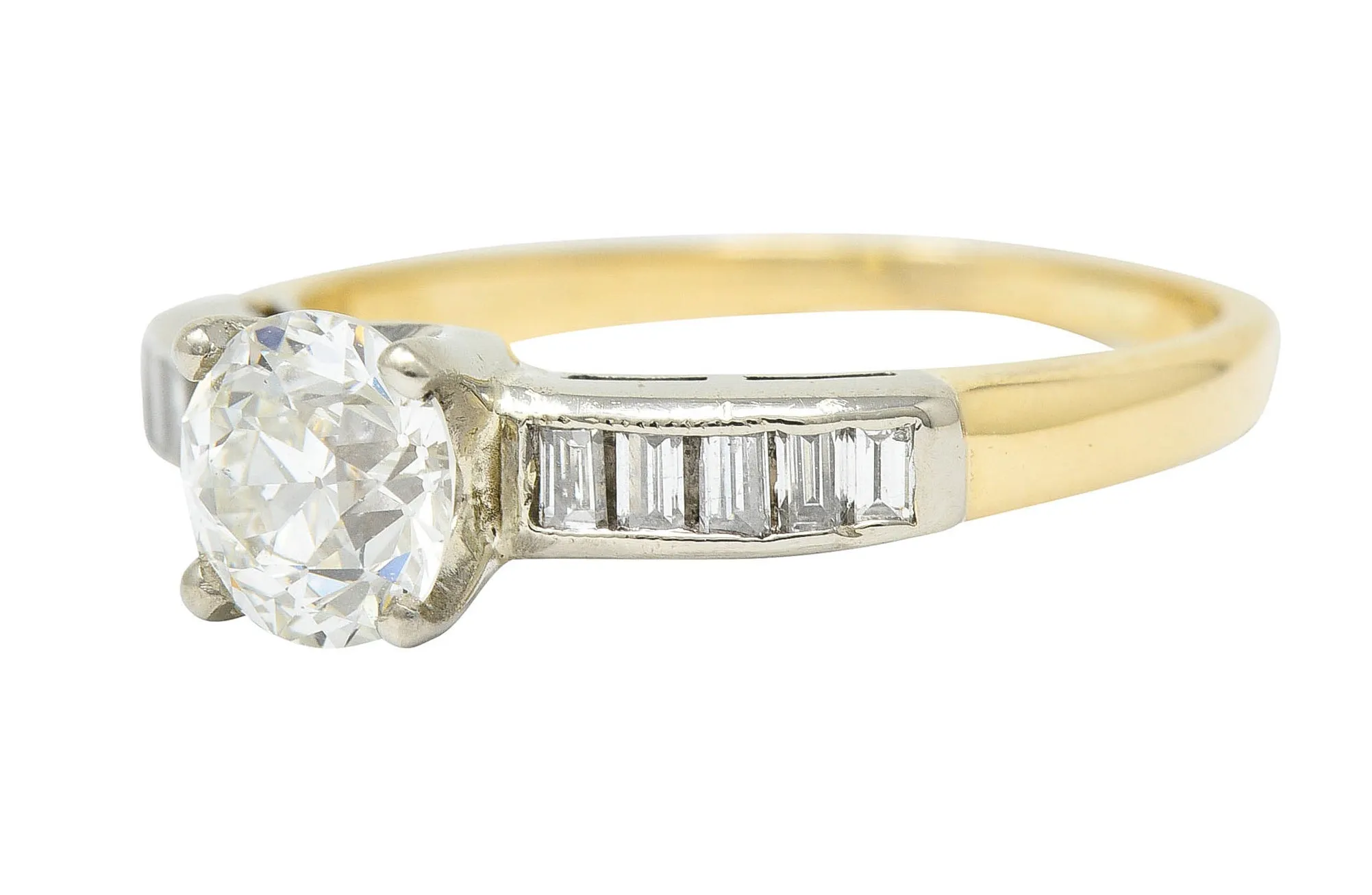 1940's Retro 1.29 CTW Diamond 14 Karat Two-Tone Engagement Ring GIA