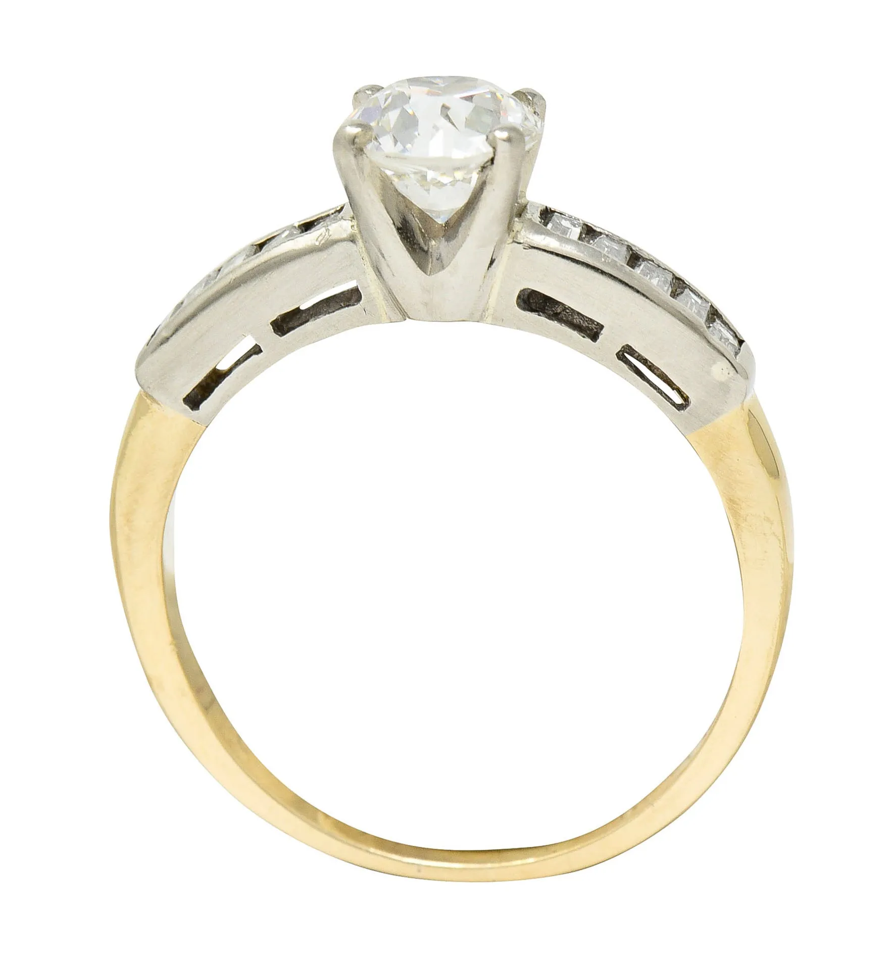 1940's Retro 1.29 CTW Diamond 14 Karat Two-Tone Engagement Ring GIA