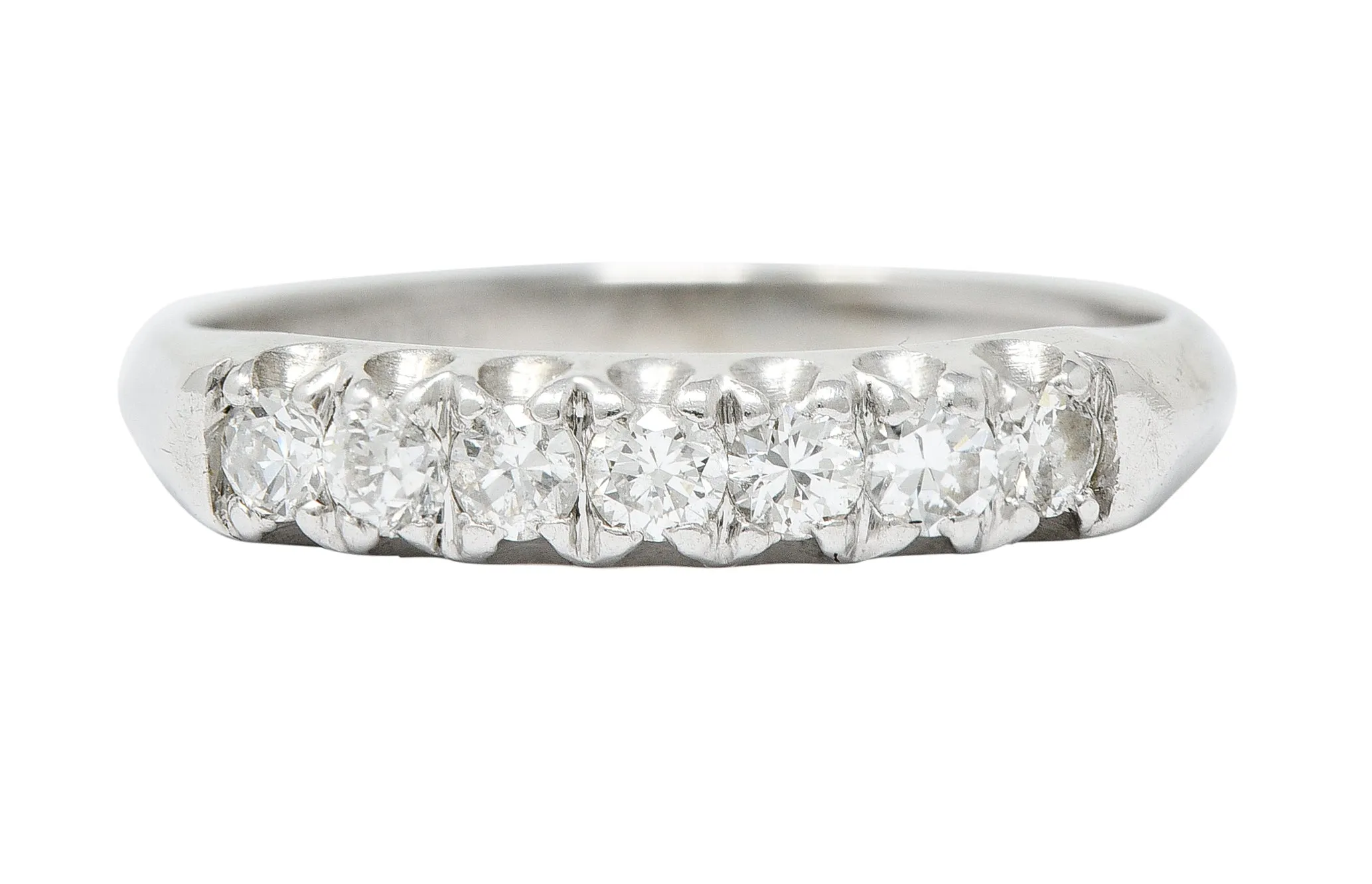 1940's Retro Diamond Platinum Fishtail Band Ring