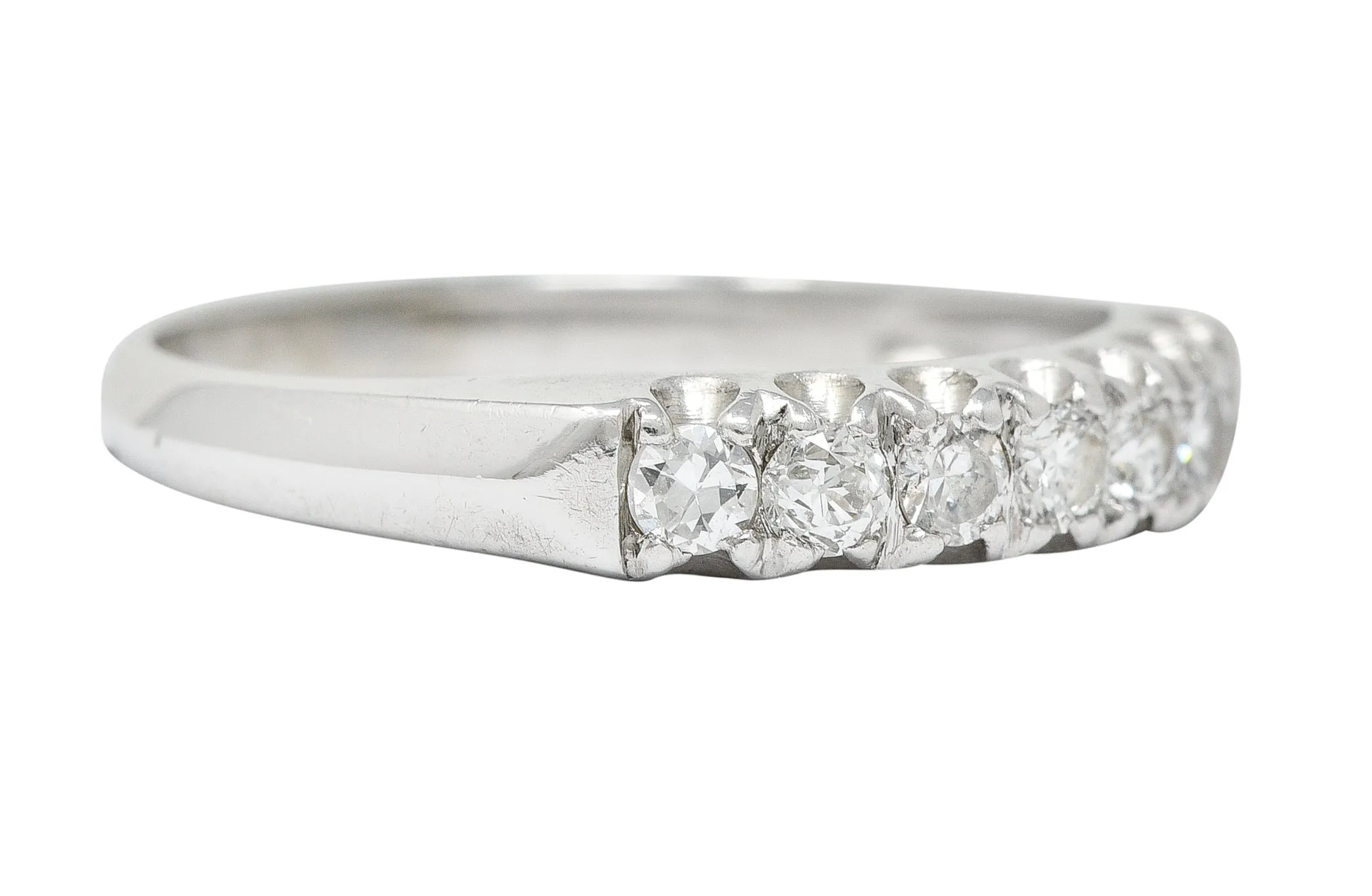 1940's Retro Diamond Platinum Fishtail Band Ring