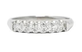 1940's Retro Diamond Platinum Fishtail Band Ring