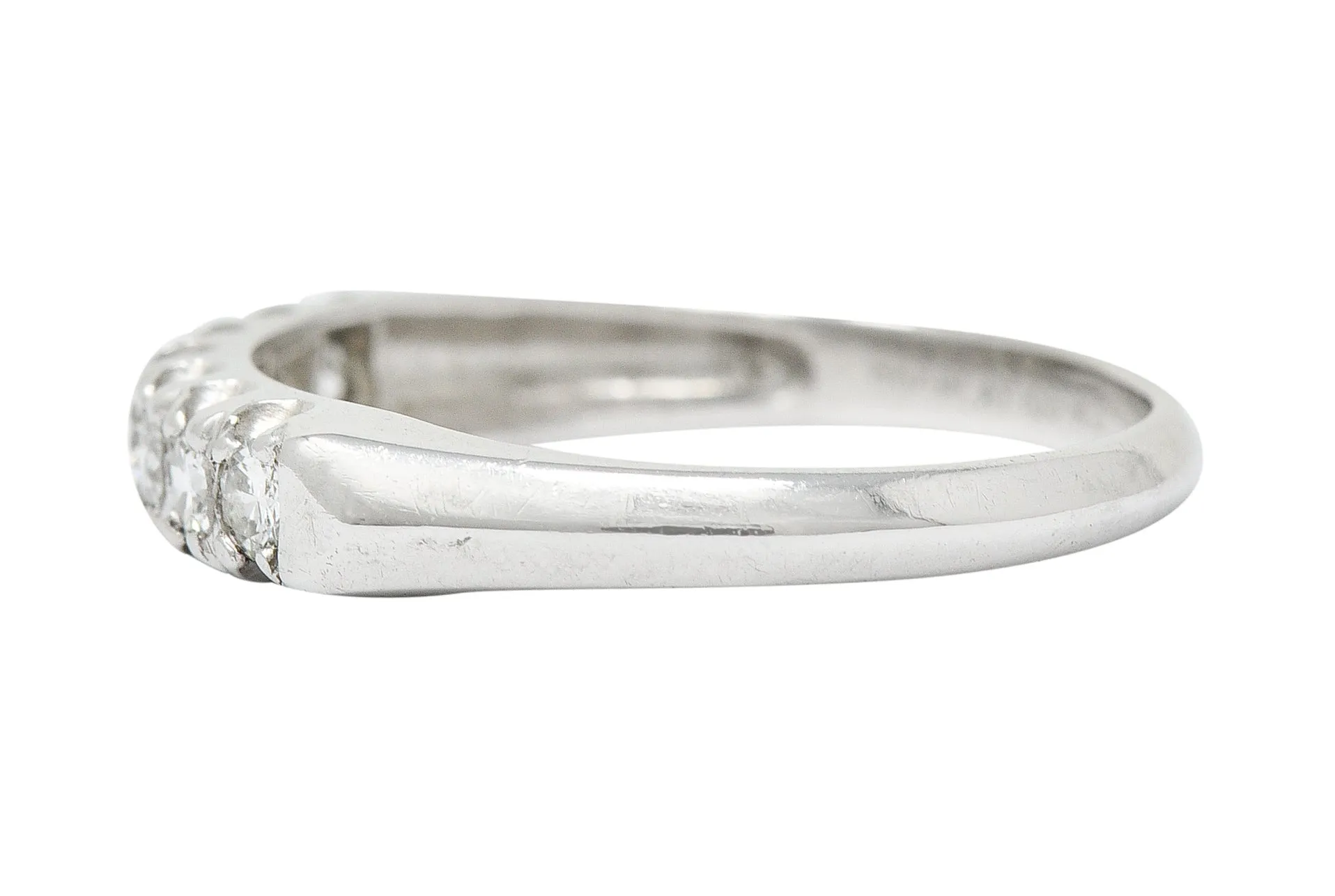 1940's Retro Diamond Platinum Fishtail Band Ring