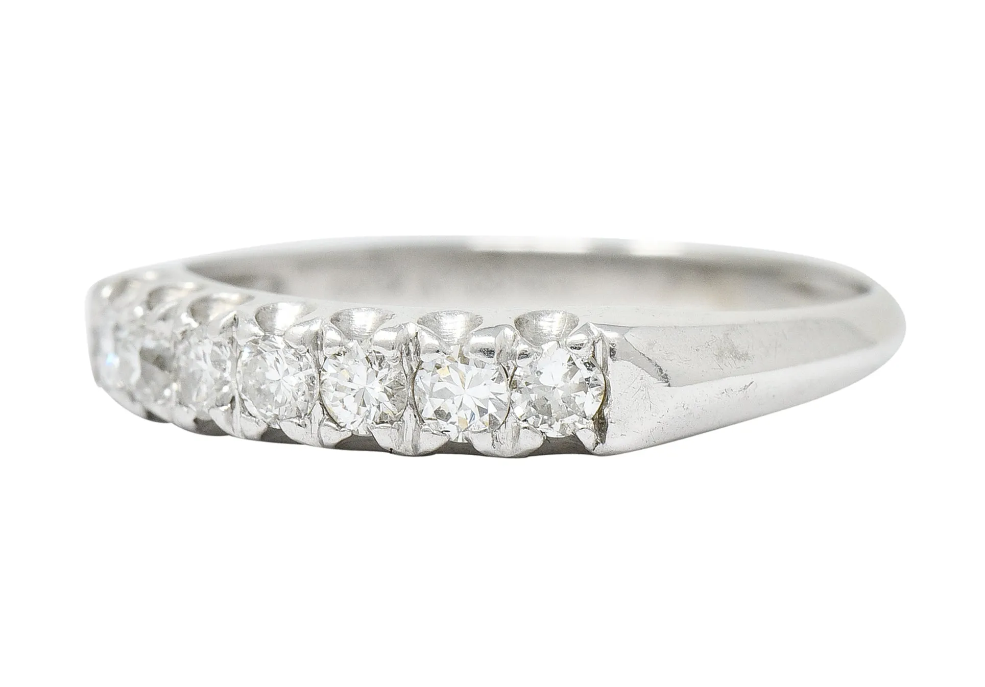 1940's Retro Diamond Platinum Fishtail Band Ring