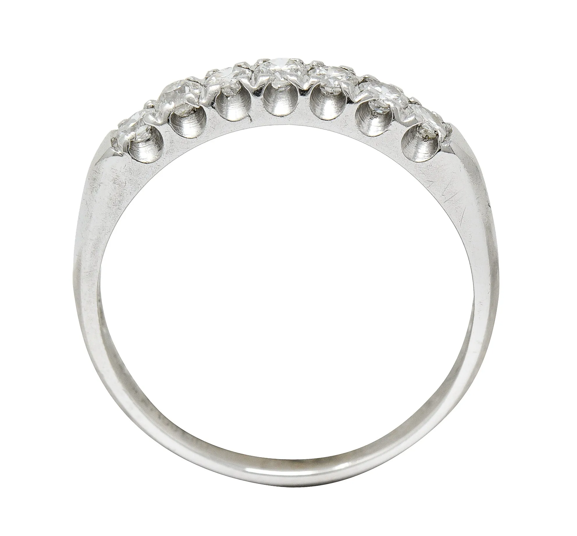 1940's Retro Diamond Platinum Fishtail Band Ring