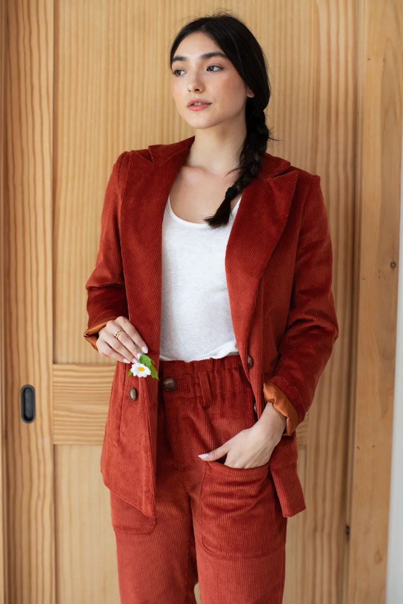 4 Button Blazer - Cinnamon Corduroy Organic