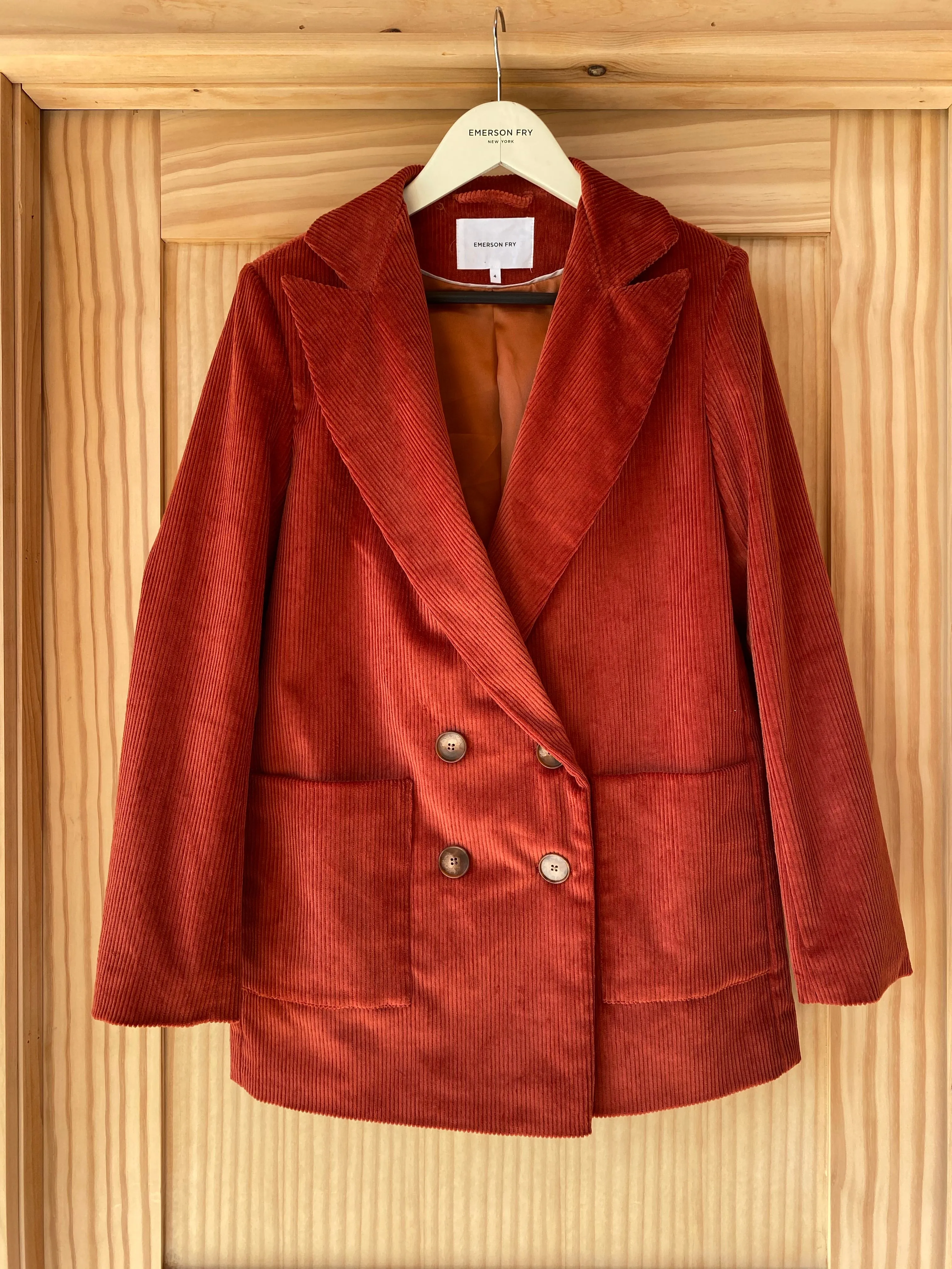 4 Button Blazer - Cinnamon Corduroy Organic