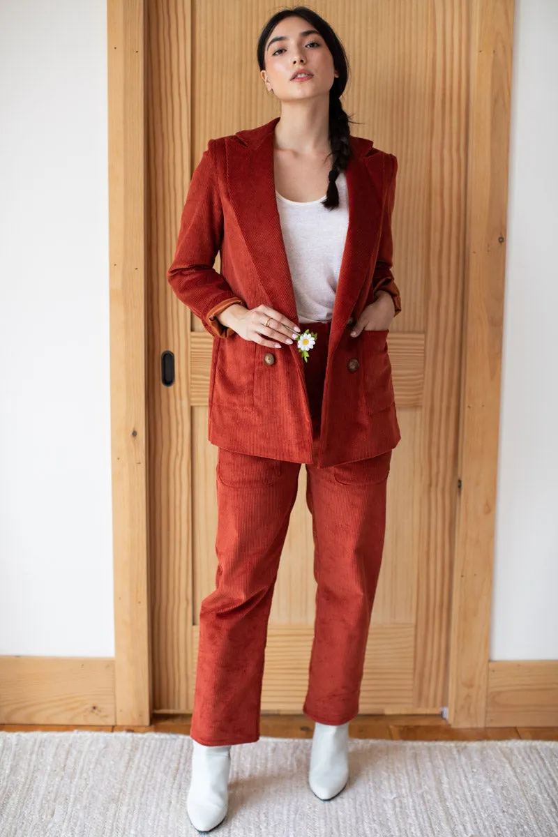 4 Button Blazer - Cinnamon Corduroy Organic