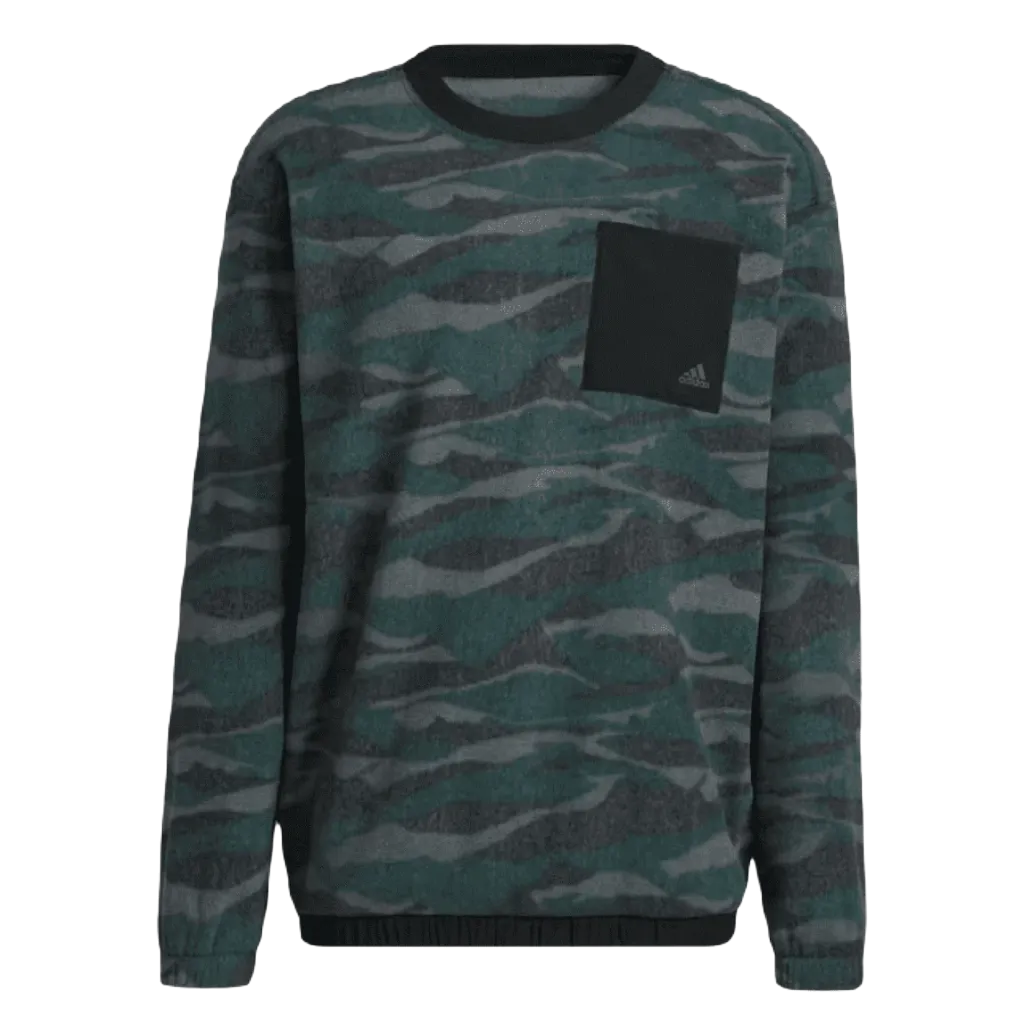 Adidas Texture-Print Crew Sweatshirt - Black