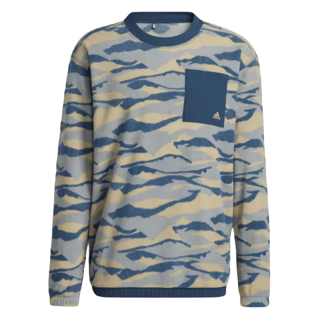 Adidas Texture-Print Crew Sweatshirt - Blue