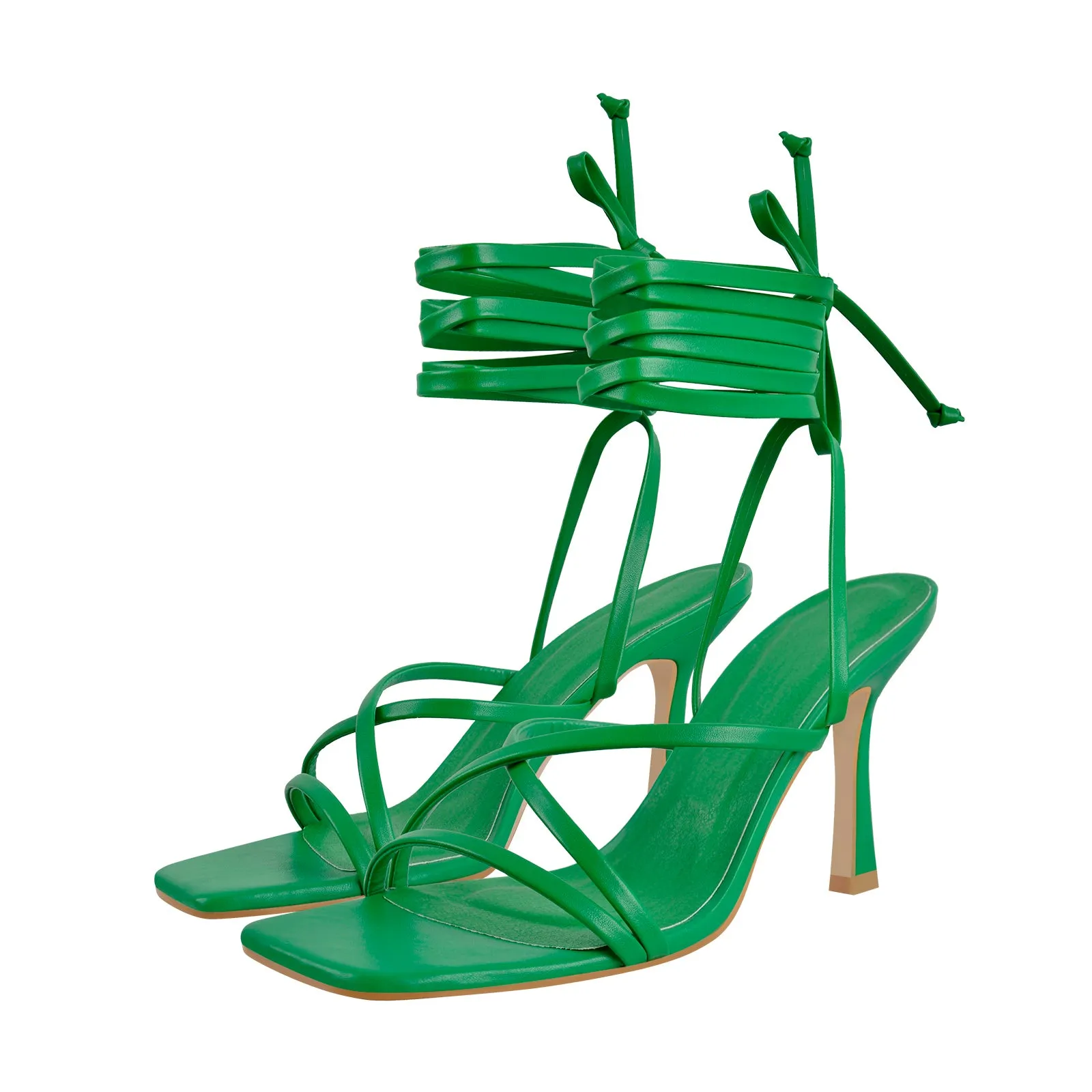 Ankle Strap Square Toe Stiletto Sandals