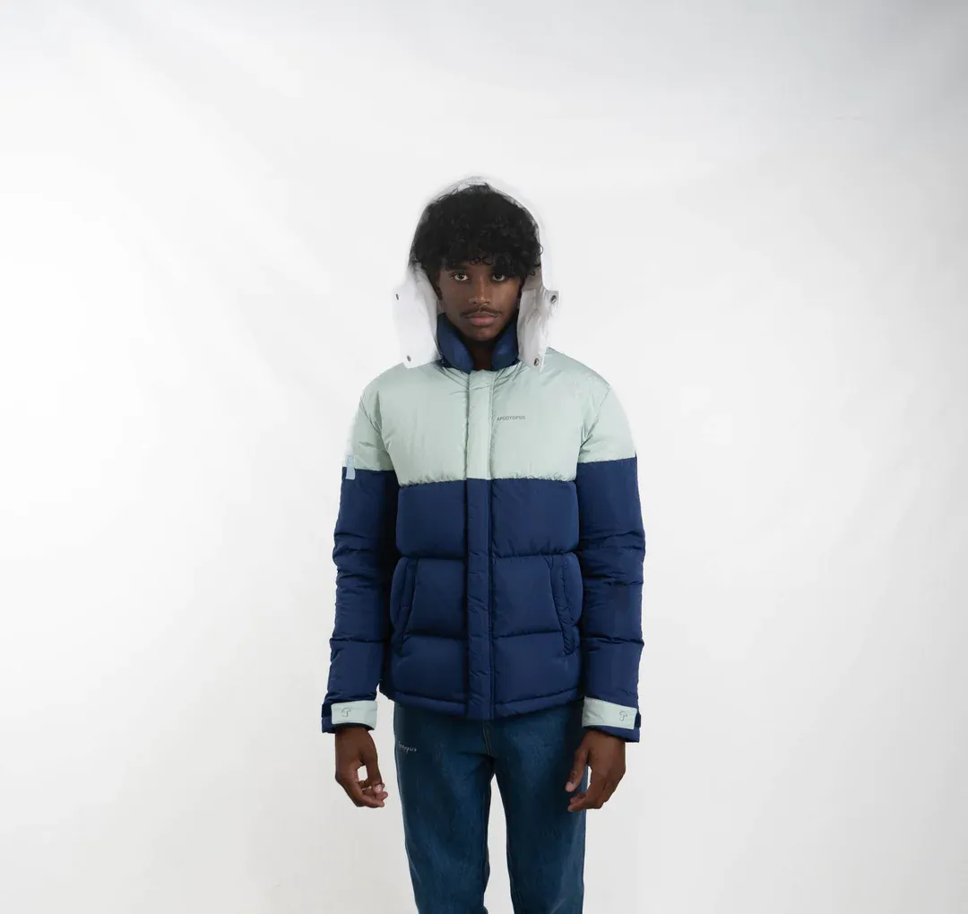 Apodyopsis Blue & White Puffer Jacket