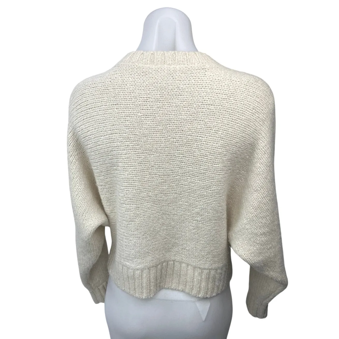 Aritzia Babaton Cream White Crew Neck Knit Long Sleeve Pullover Sweater Top XXS