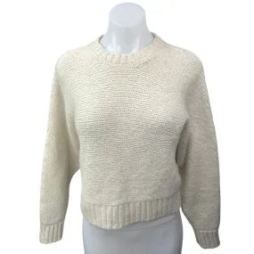 Aritzia Babaton Cream White Crew Neck Knit Long Sleeve Pullover Sweater Top XXS