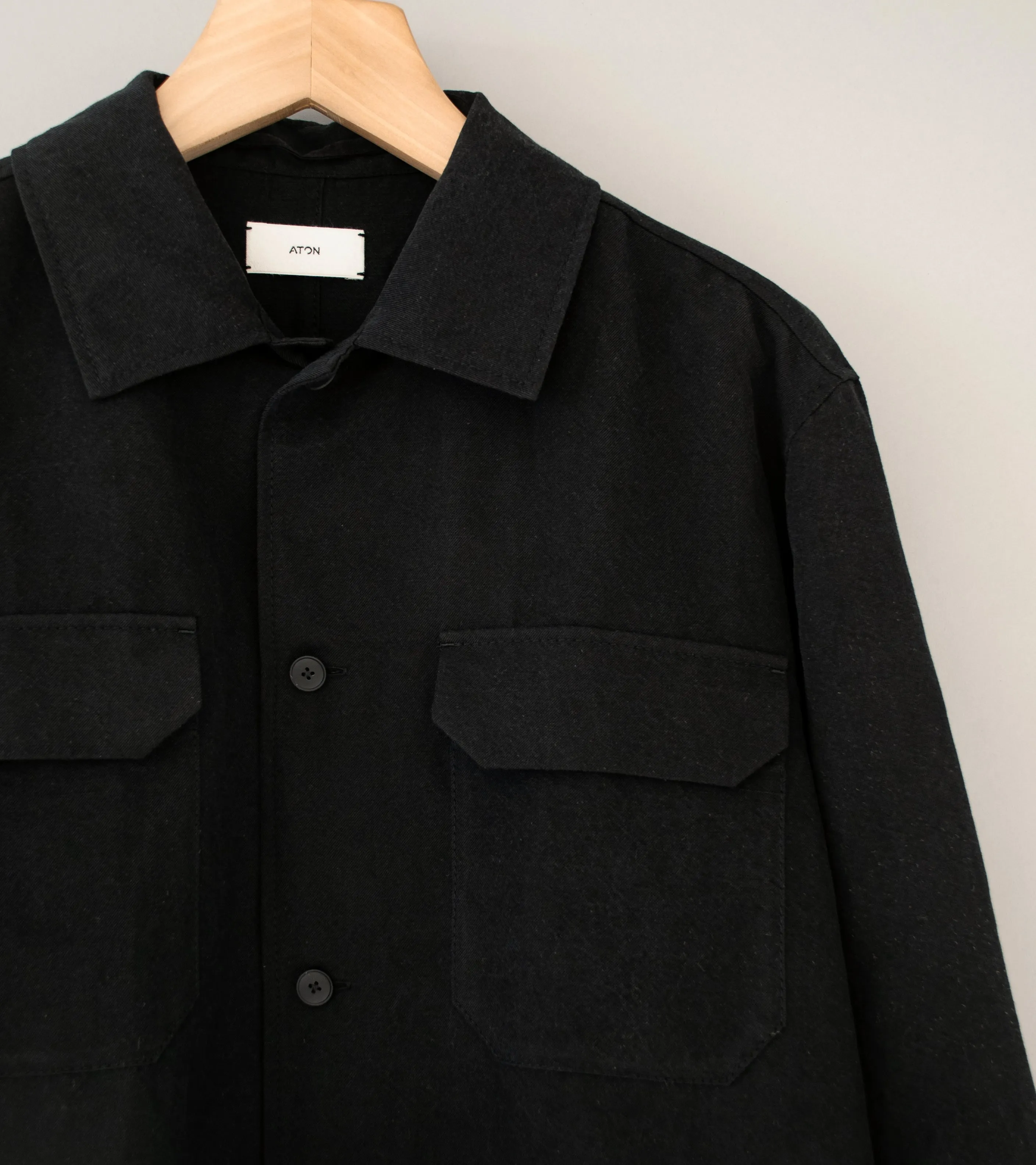 Aton 'CPO Shirt' (Black Nidom Silk Linen)