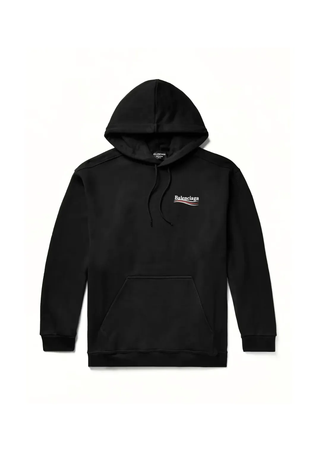 Balenciaga Logo Print Cotton Jersey Hoodie black