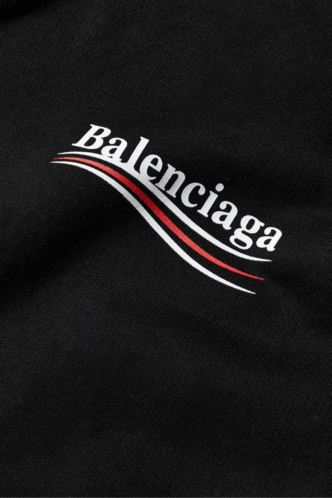 Balenciaga Logo Print Cotton Jersey Hoodie black