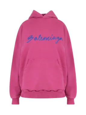 Balenciaga Logo Printed Wide Fit Hoodie