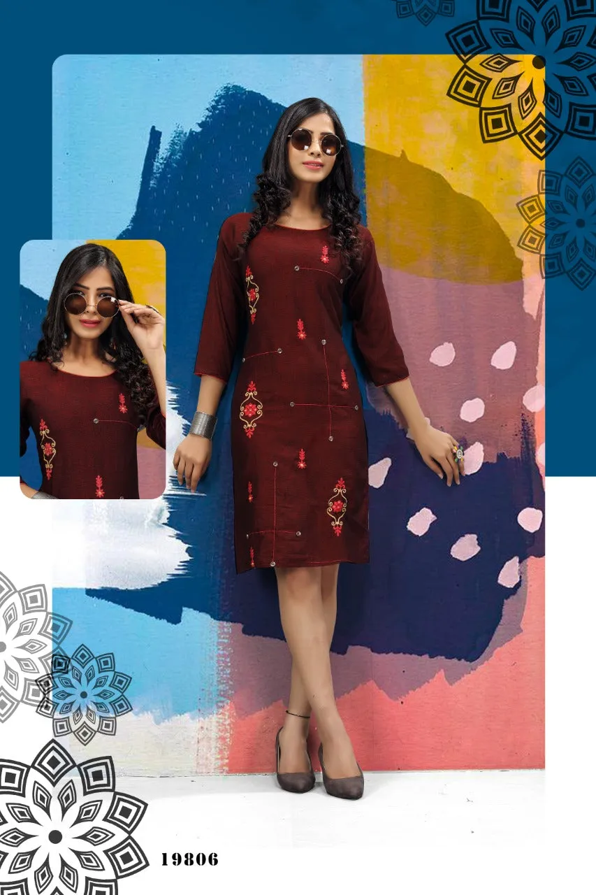 Bandhani Palace Launched Popcorn Vol 2 Rayon Daily Wear Kurtis Collection