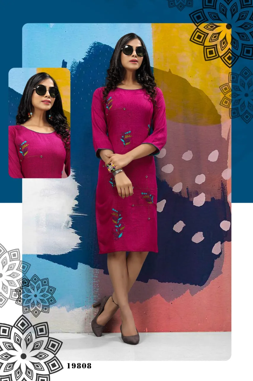 Bandhani Palace Launched Popcorn Vol 2 Rayon Daily Wear Kurtis Collection