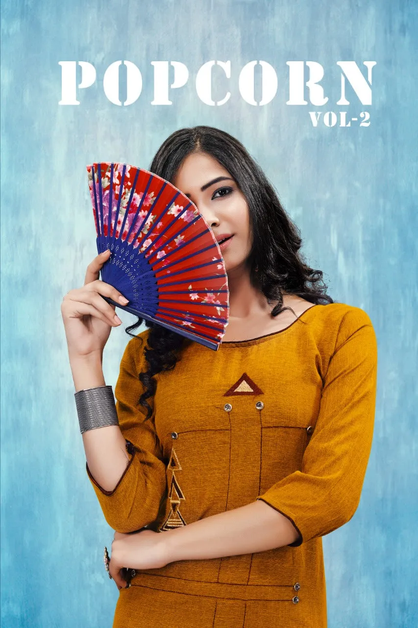 Bandhani Palace Launched Popcorn Vol 2 Rayon Daily Wear Kurtis Collection