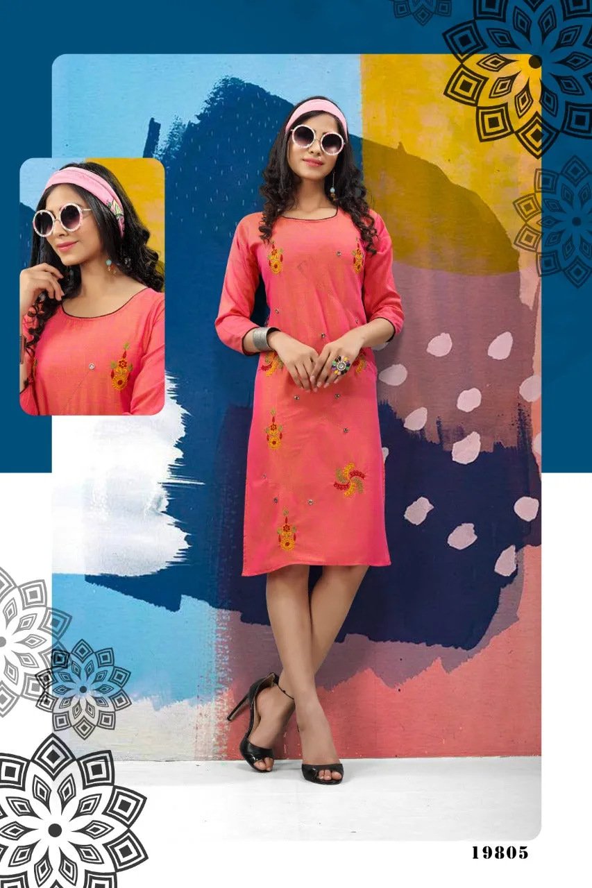 Bandhani Palace Launched Popcorn Vol 2 Rayon Daily Wear Kurtis Collection