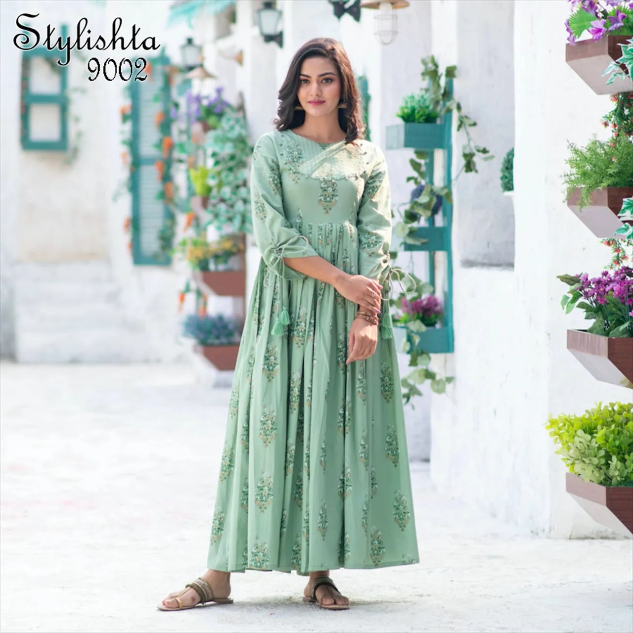 Bandhani Palace Presents Stylishta Vol 9 Maslin Fancy Designer Gown Type Kurtis Collection