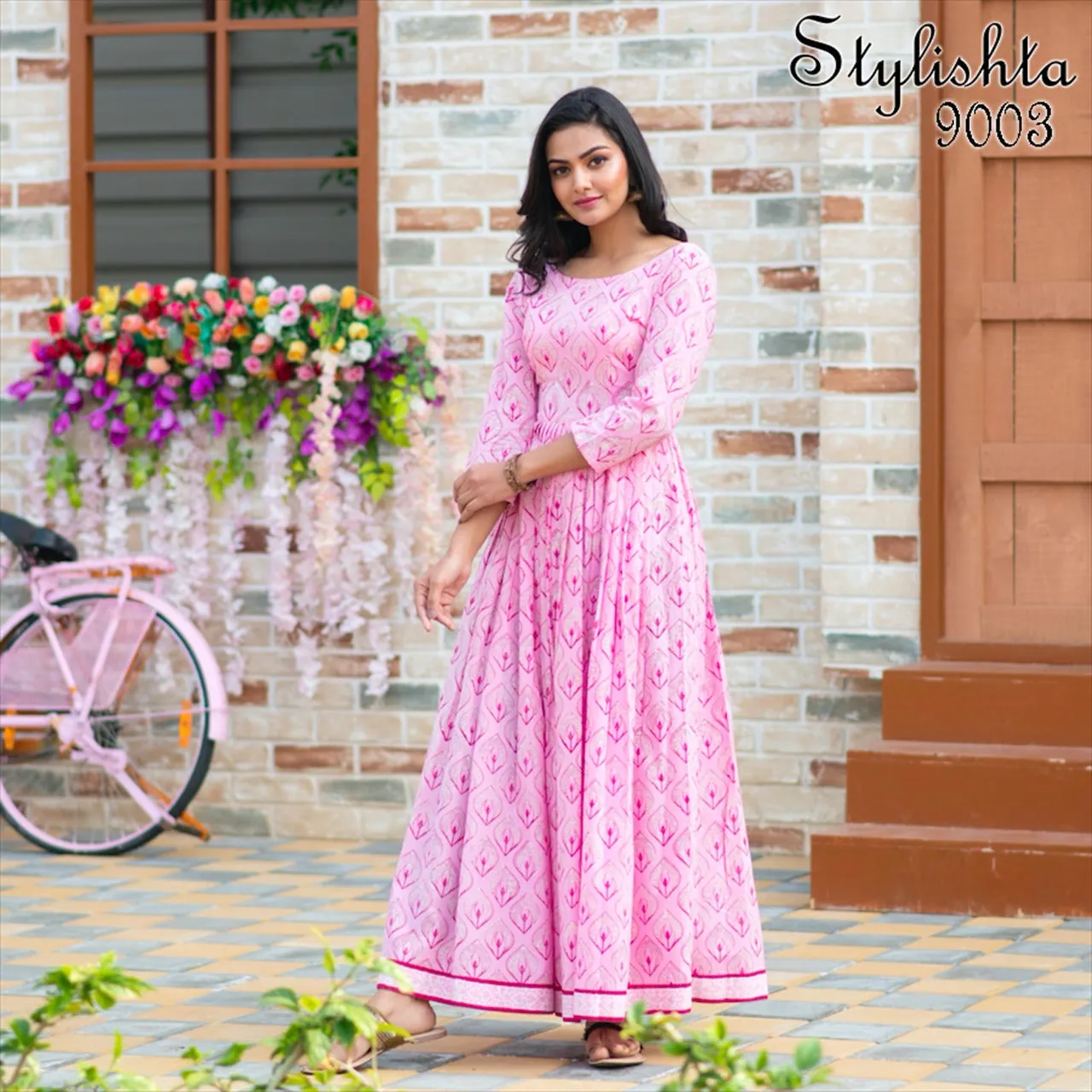 Bandhani Palace Presents Stylishta Vol 9 Maslin Fancy Designer Gown Type Kurtis Collection