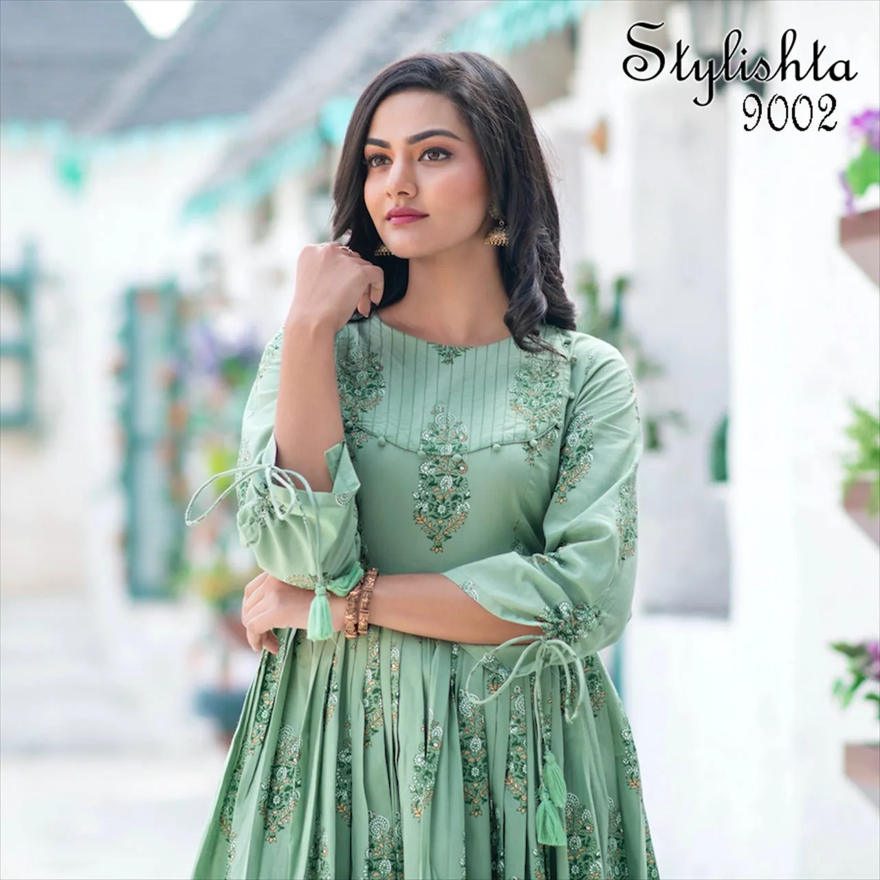 Bandhani Palace Presents Stylishta Vol 9 Maslin Fancy Designer Gown Type Kurtis Collection