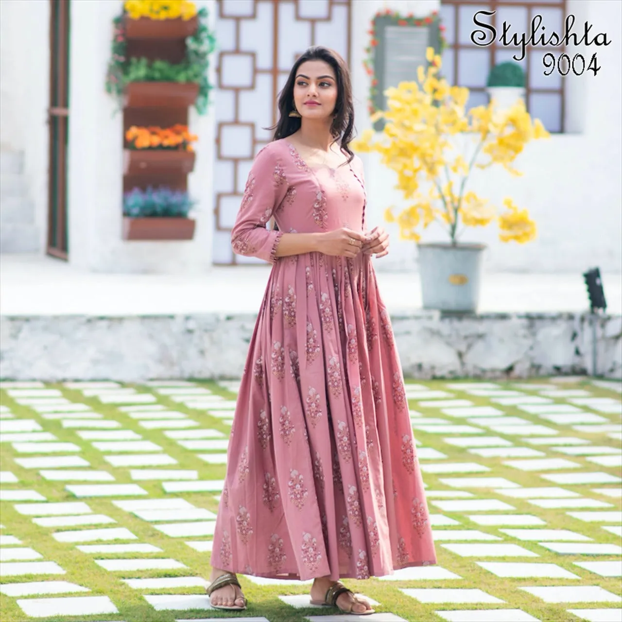 Bandhani Palace Presents Stylishta Vol 9 Maslin Fancy Designer Gown Type Kurtis Collection