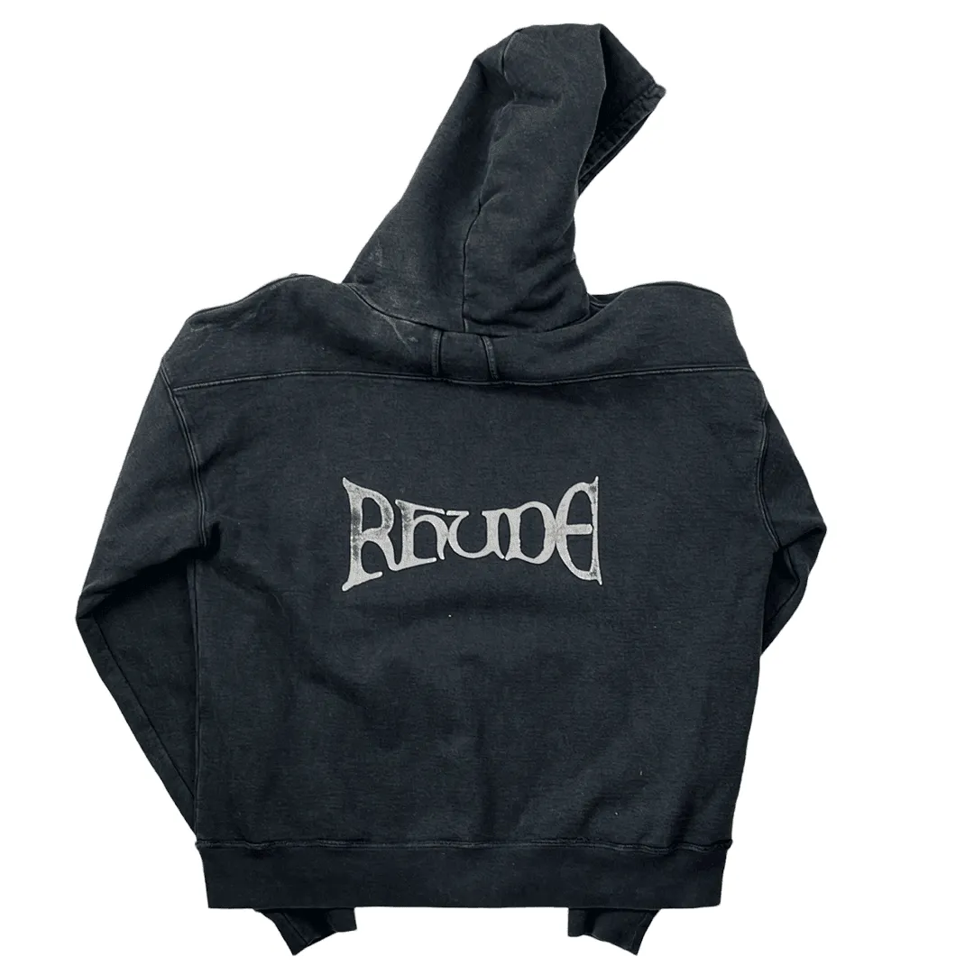 Black/ Grey Rhude Flame Logo Hoodie - Large