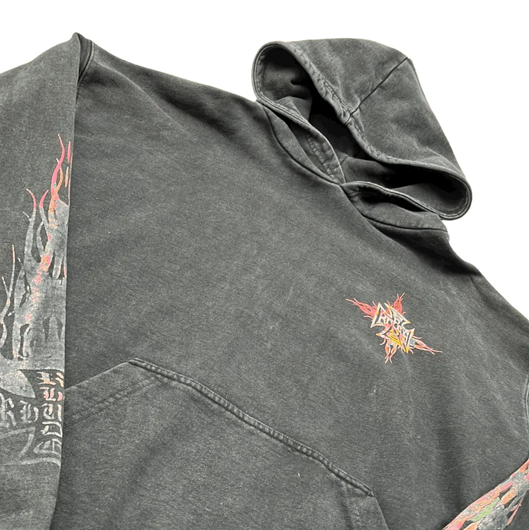 Black/ Grey Rhude Flame Logo Hoodie - Large