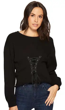 Blank NYC Laced Tied Up Long Sleeve Sweater