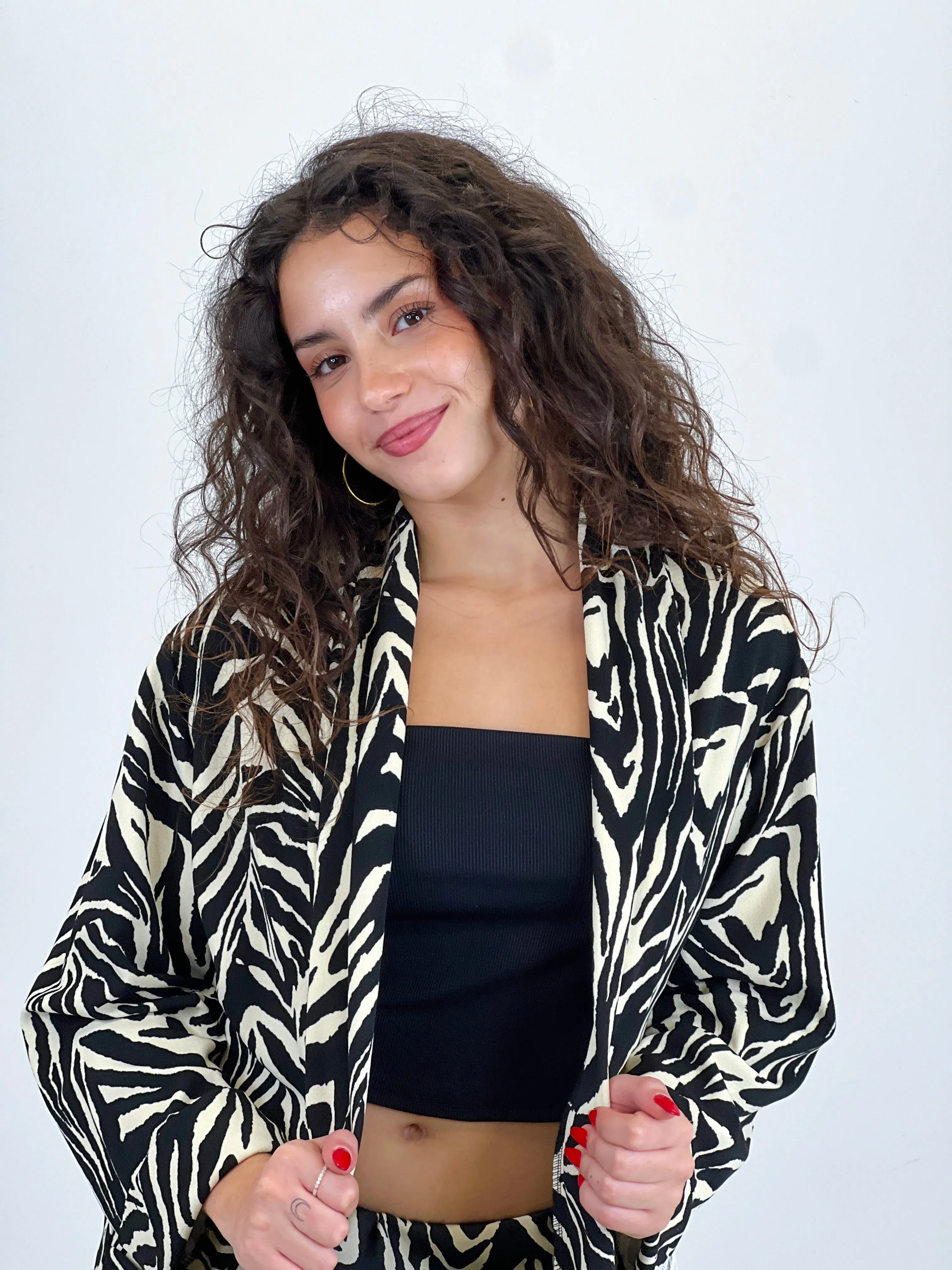 Blazer bolsillos animal print