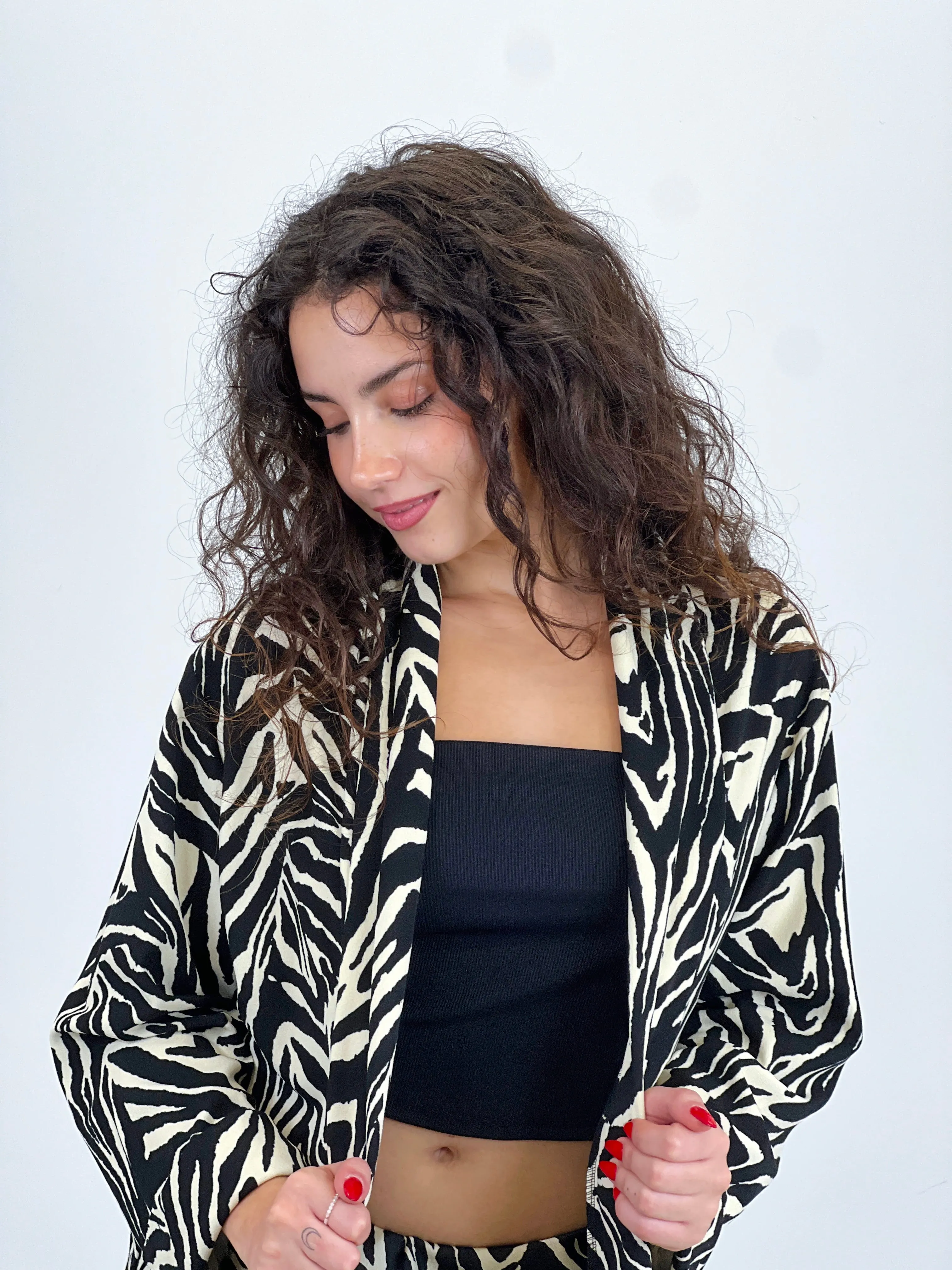 Blazer bolsillos animal print