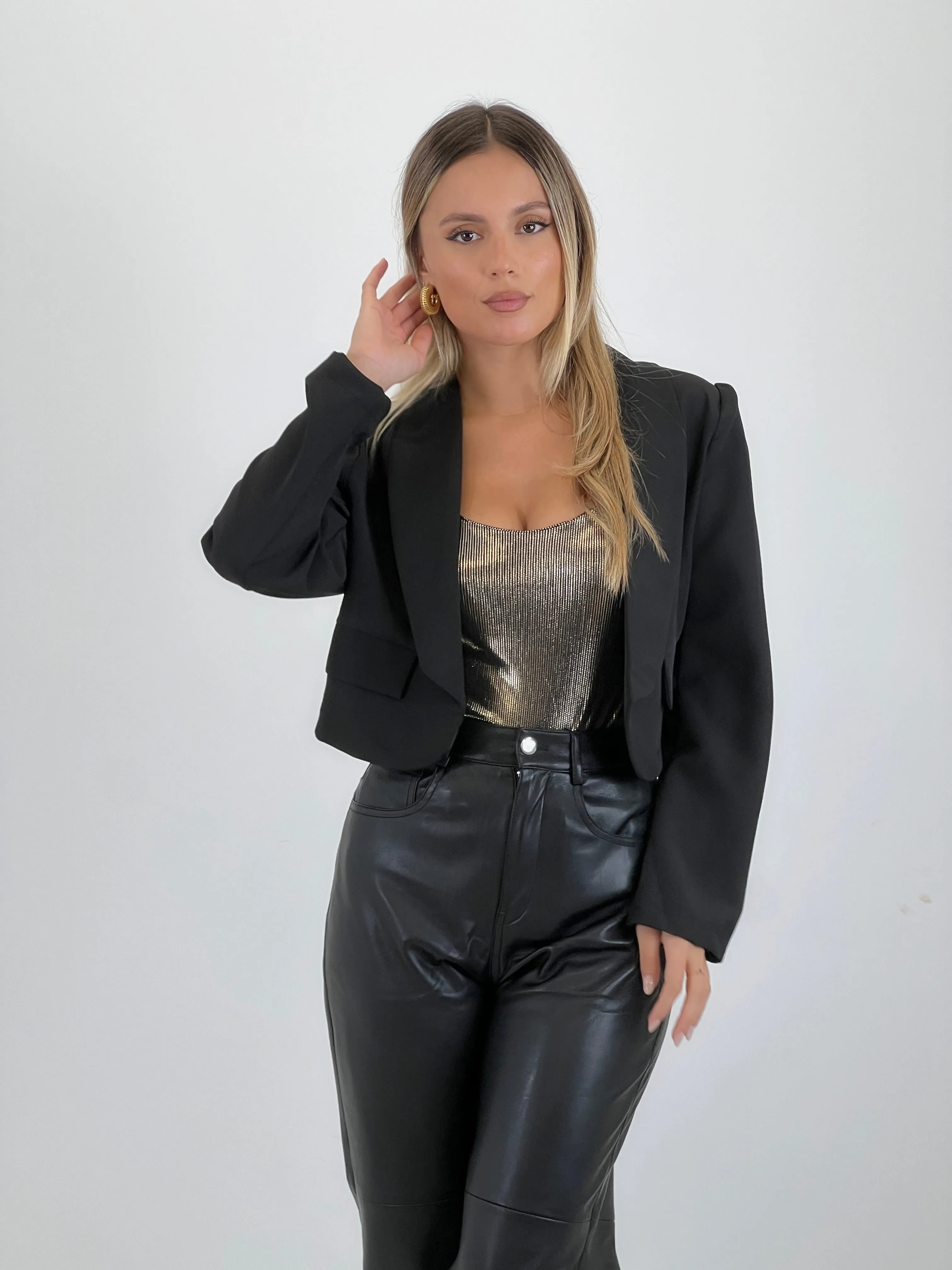 Blazer cropped bolsillos