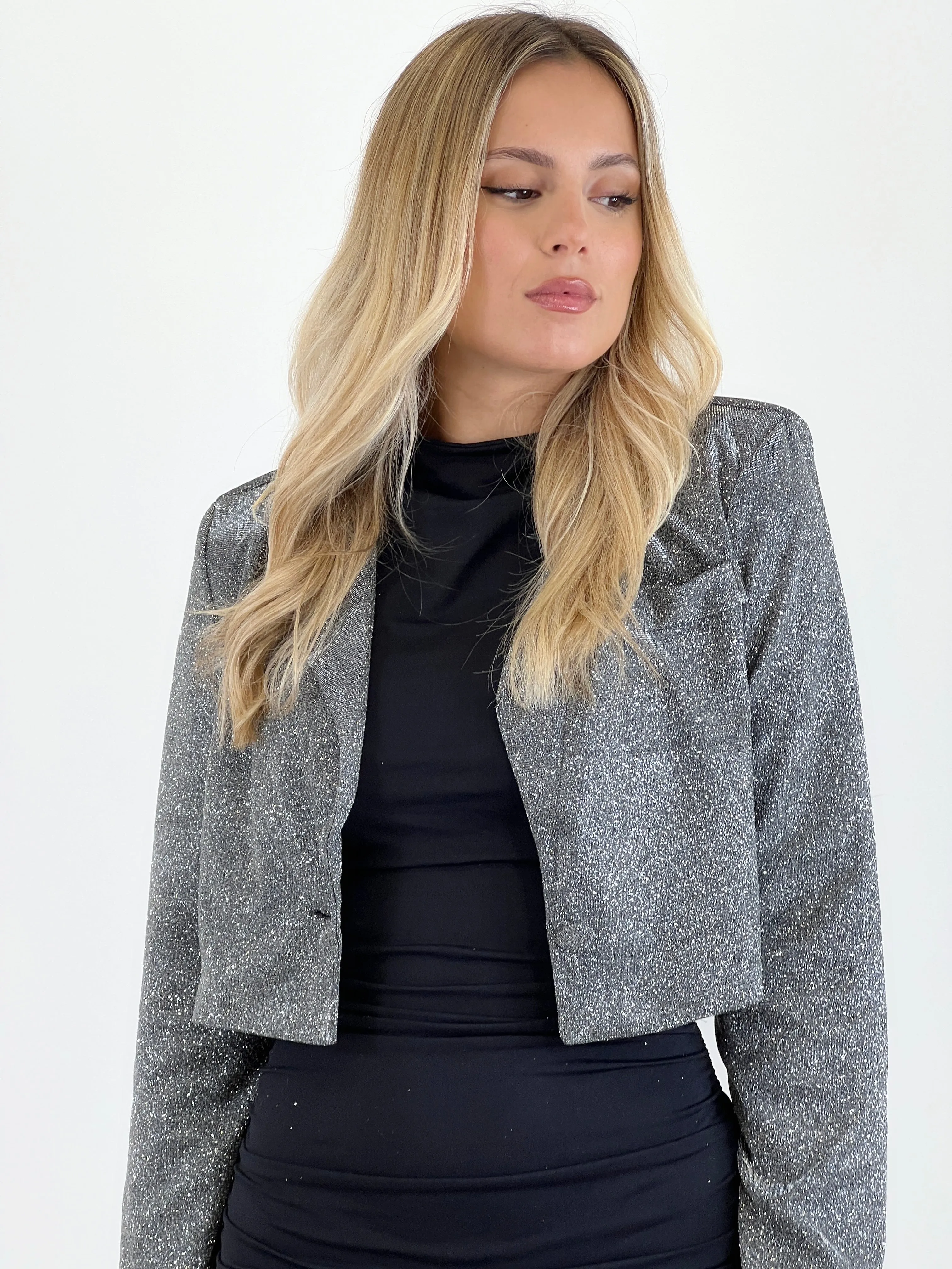 Blazer cropped glitter