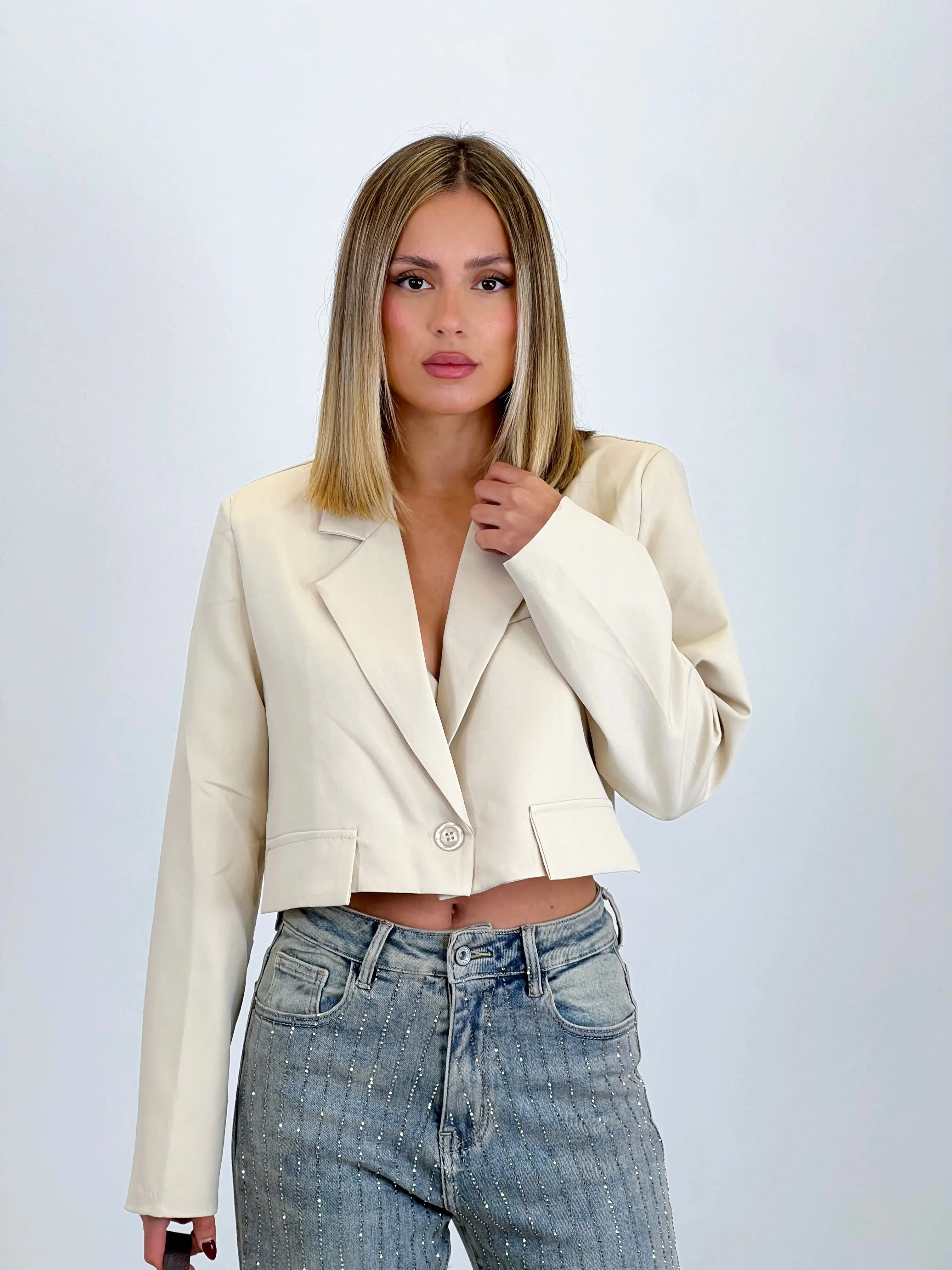 Blazer cropped solapas