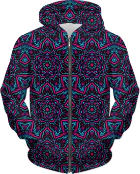 Blue and Pink Mandala Collage Hoodie