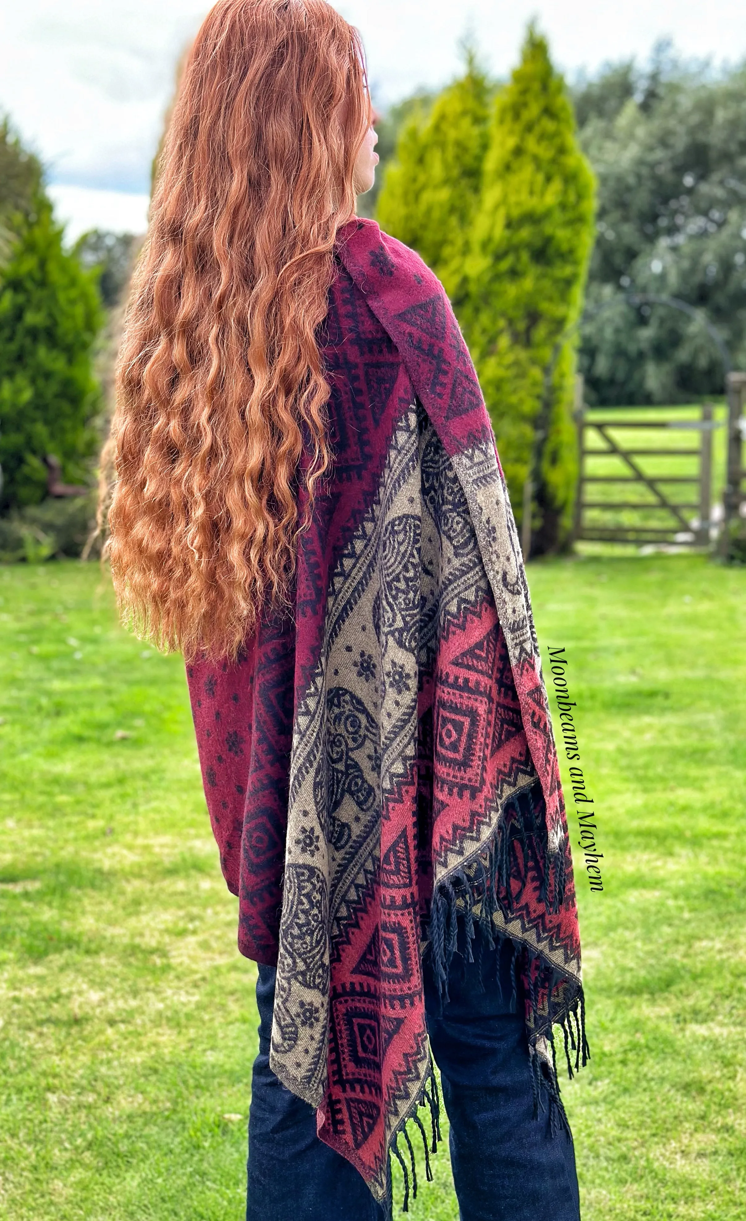 BORDEAUX INDIAN ELEPHANT BLANKET SHAWL