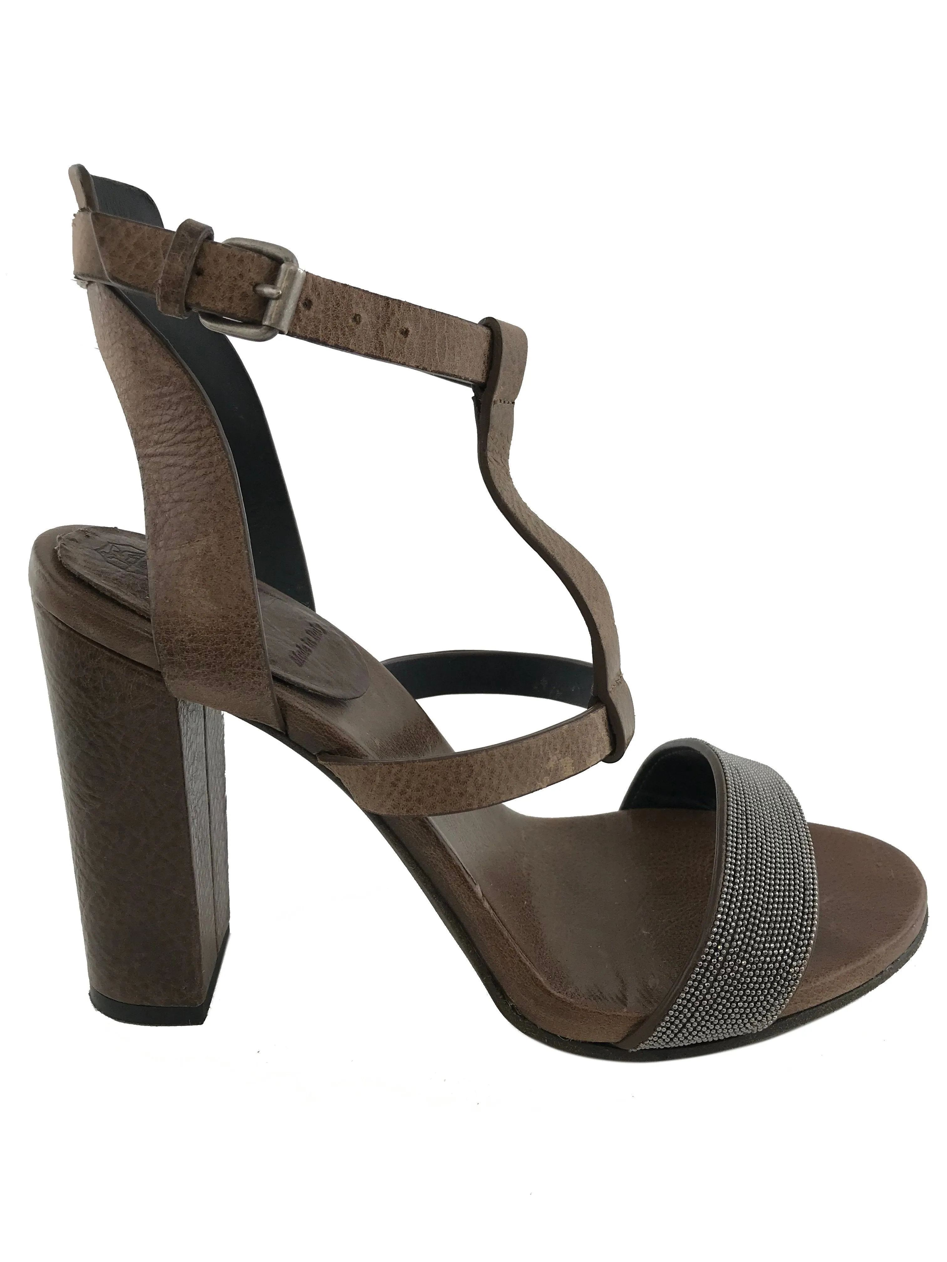 Brunello Cucinelli Monili T-Strap Strap Sandals Size 8