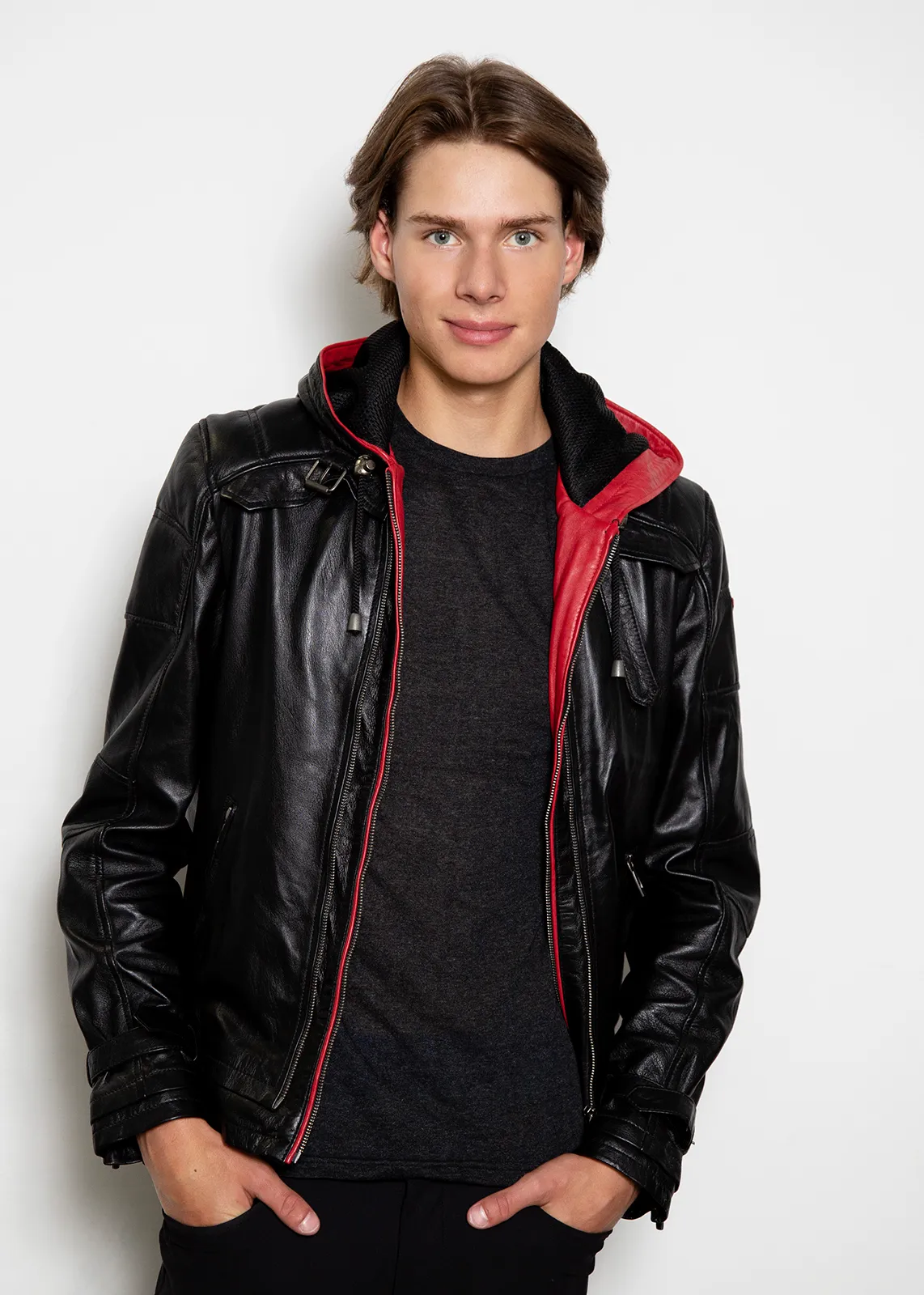 Buy Mens Black Arkham Knight Red Hood Leather Jacket Limited Edition | LucaJackets