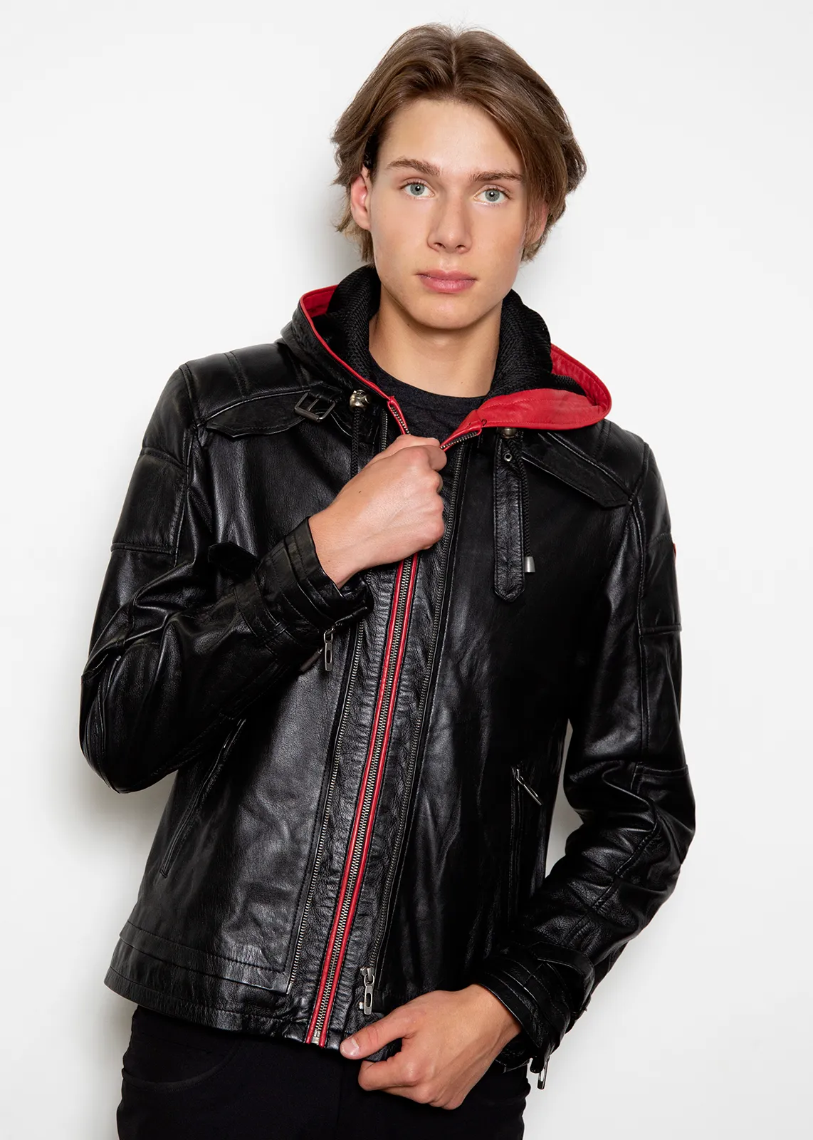 Buy Mens Black Arkham Knight Red Hood Leather Jacket Limited Edition | LucaJackets