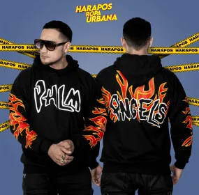 Canguro palm angels negro detalle fuego atras